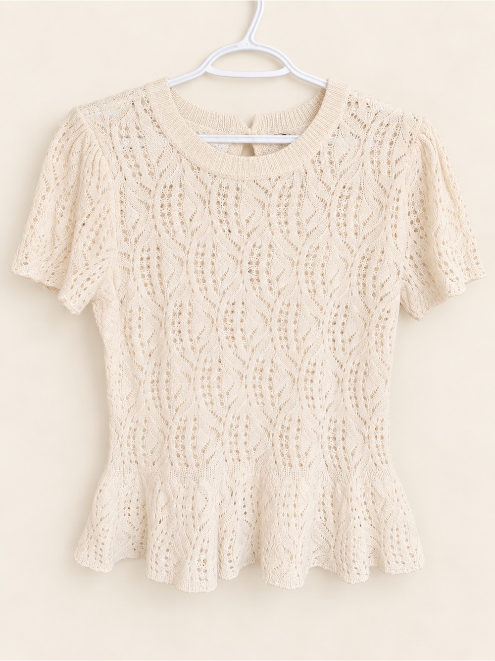 Cream Short-Sleeve Knit Peplum Top DR2 - Nordstrom